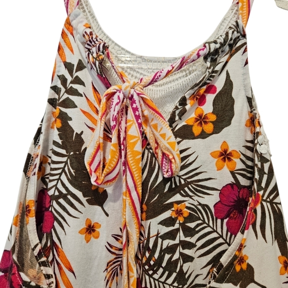 Cato Floral and striped crochet lace tie back sleeves top - Picture 5 of 7